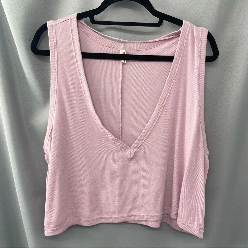 Free People Intimately Free People Baring It Ribbed Boxy Cropped V Neck Tank Top